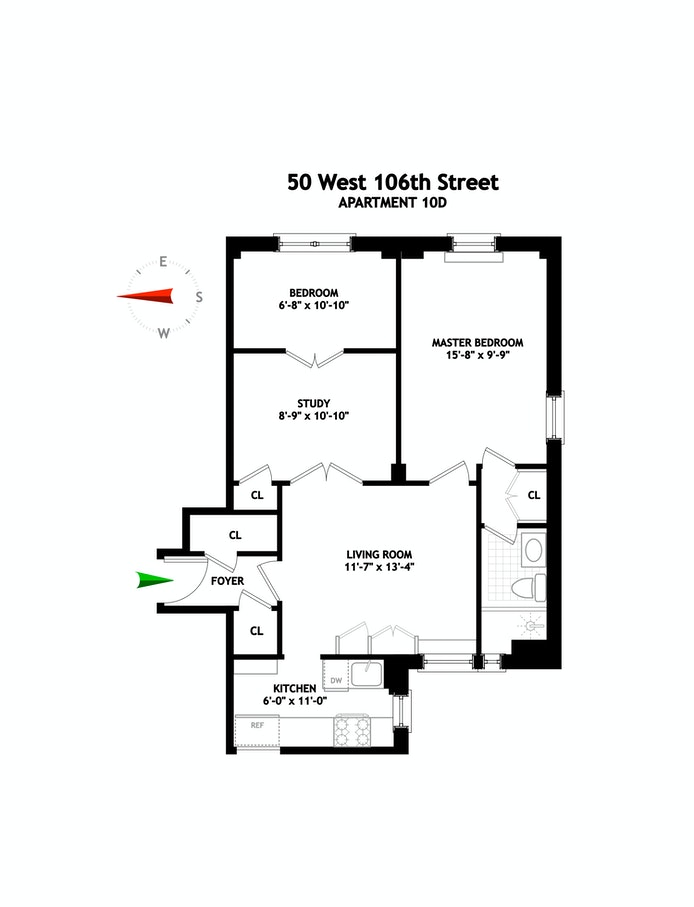 Floorplan for 50 West 106th Street, 10D