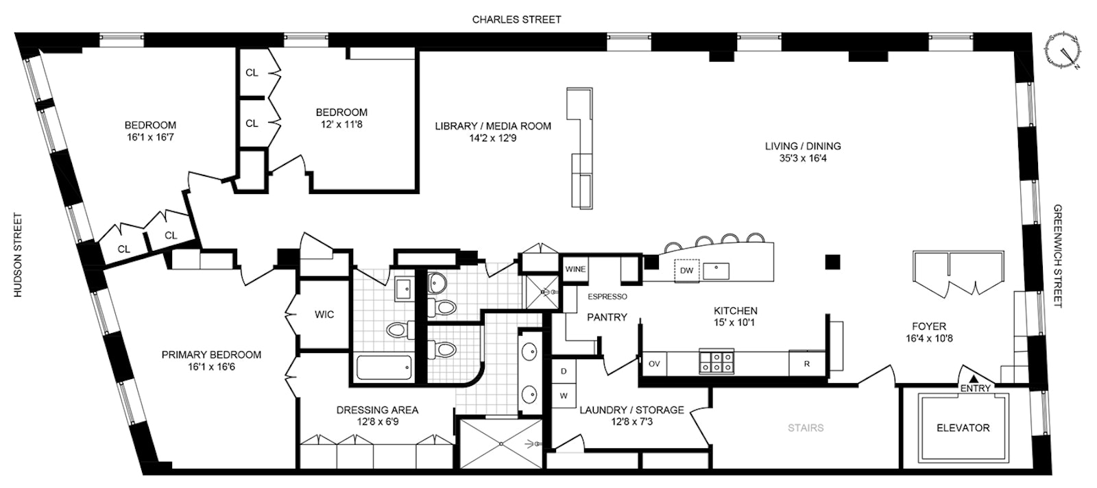 Floorplan for 719 Greenwich Street, 3S