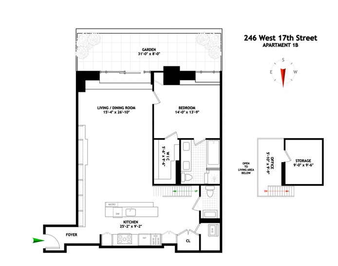 Floorplan for 246 West 17th Street, 1B