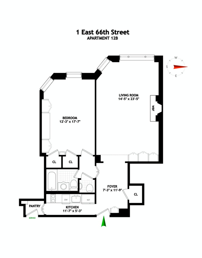 Floorplan for 1 East 66th Street, 12B