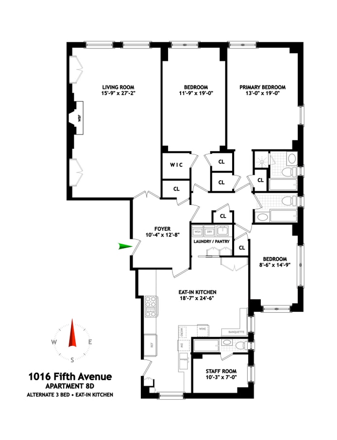 Floorplan for 1016 Fifth Avenue, 8D