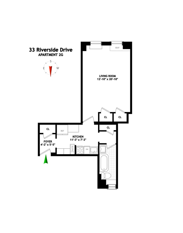 Floorplan for 33 Riverside Drive, 2G