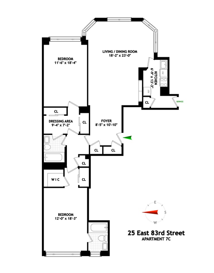 Floorplan for 25 East 83rd Street, 7C
