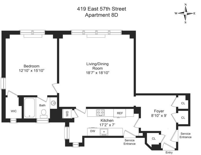 Floorplan for 419 East 57th Street, 8D