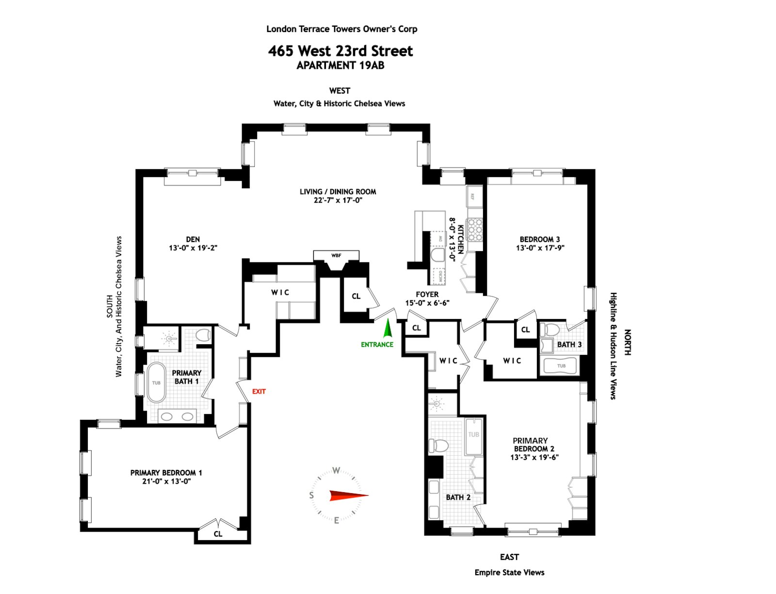 Floorplan for 465 West 23rd Street, 19AB