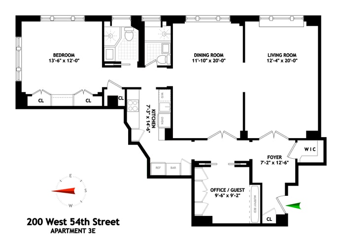 Floorplan for 200 West 54th Street, 3E