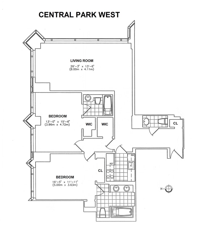Floorplan for 1 Central Park West, 800