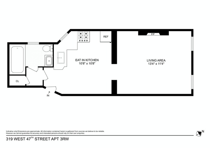 Floorplan for 319 West 47th Street, 3RW