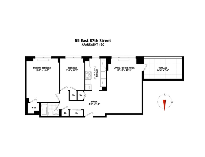 Floorplan for 55 East 87th Street, 12C