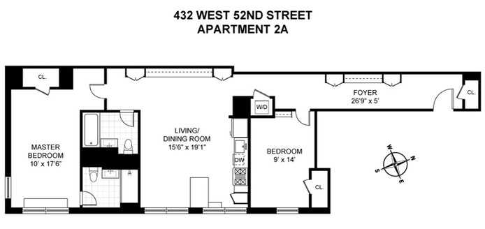 Floorplan for 432 West 52nd Street, 2A