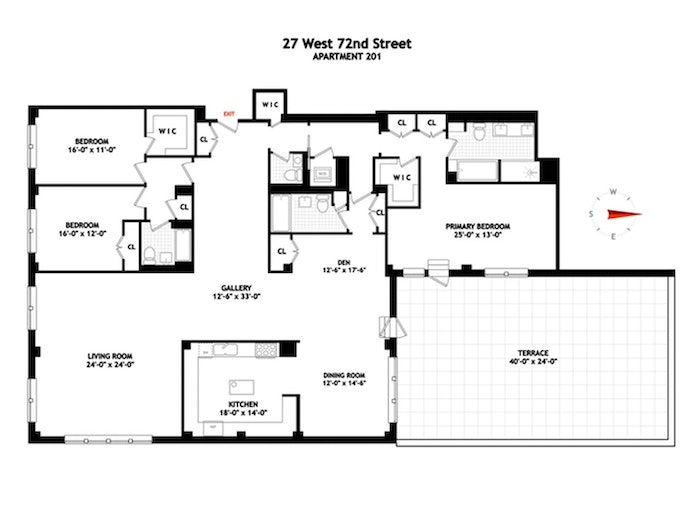 Floorplan for 27 West 72nd Street, 201