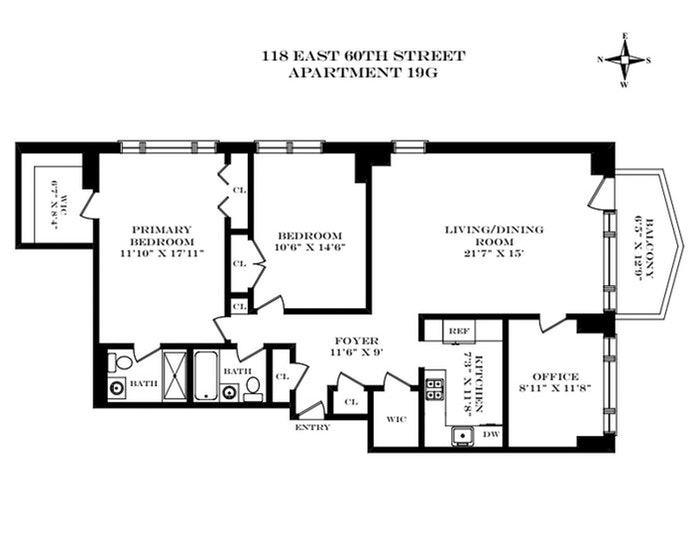 Floorplan for 118 East 60th Street, 19G