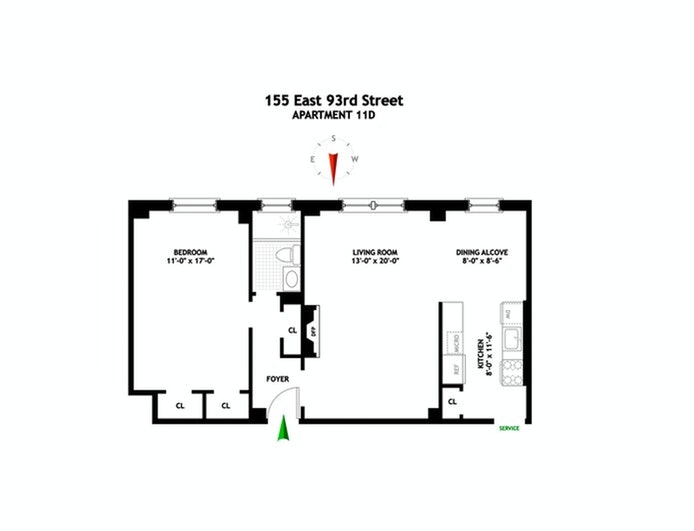 Floorplan for 155 East 93rd Street, 11D
