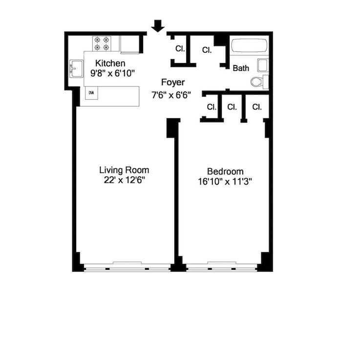 Floorplan for 200 West 79th Street, 5J