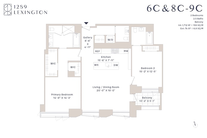 Floorplan for 1289 Lexington Avenue, 9C