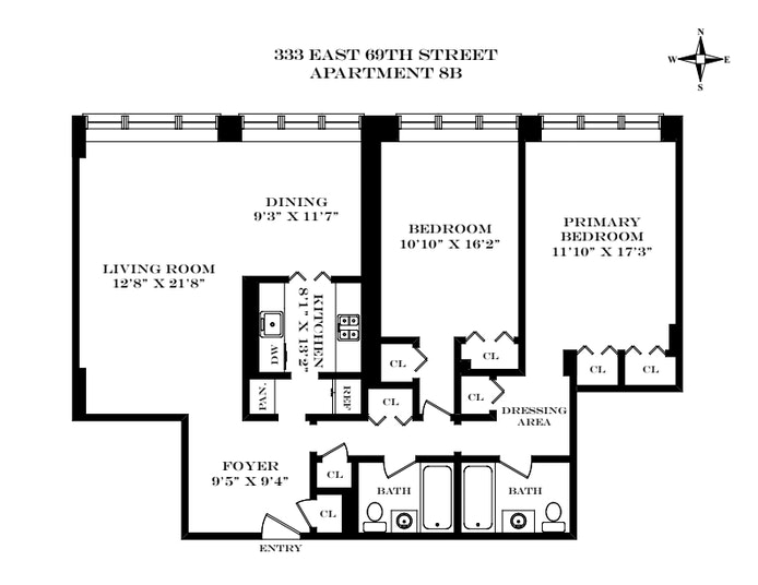 Floorplan for 333 East 69th Street, 8B