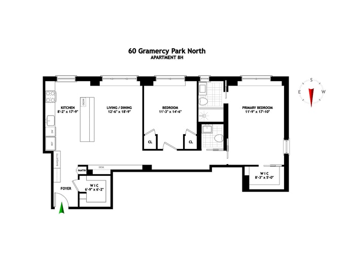 Floorplan for 60 Gramercy Park, 8H