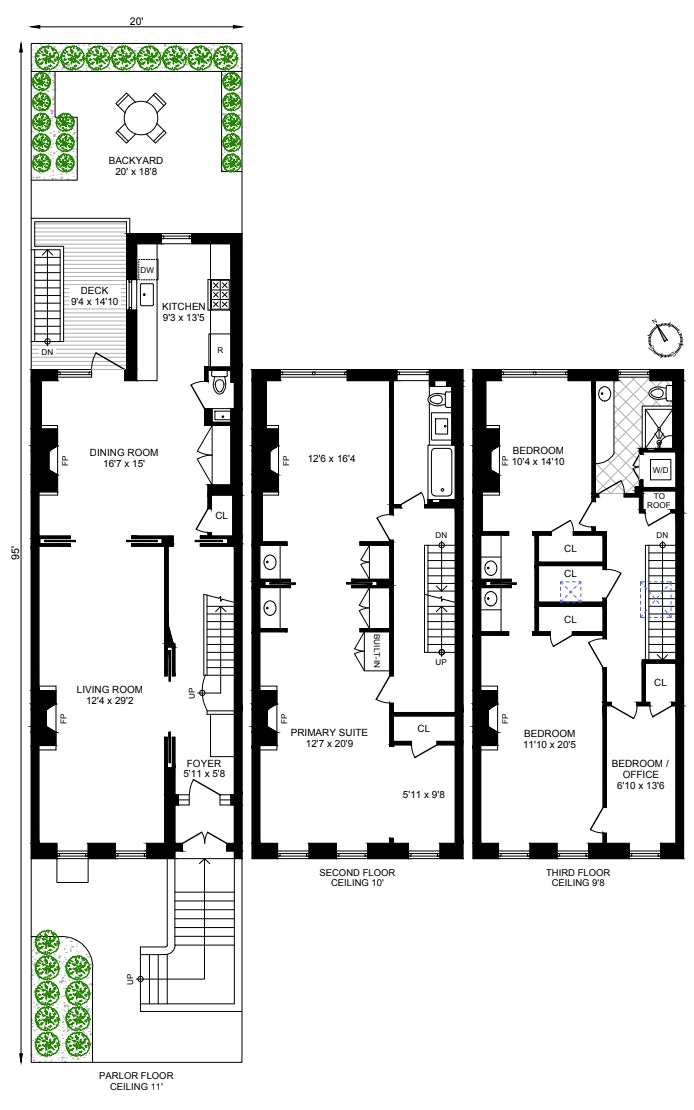 Floorplan for 521 3rd Street, Townhouse