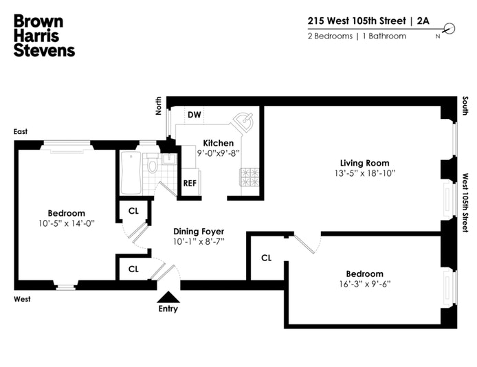 Floorplan for 215 West 105th Street, 2A