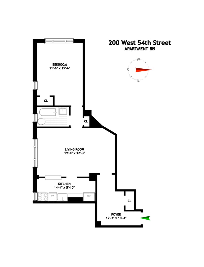 Floorplan for 200 West 54th Street, 8B