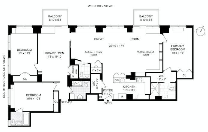 Floorplan for 300 East 54th Street, 30DEF