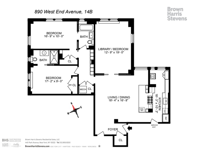Floorplan for 890 West End Avenue, 14B