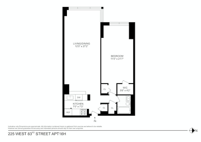 Floorplan for 225 West 83rd Street, 16H