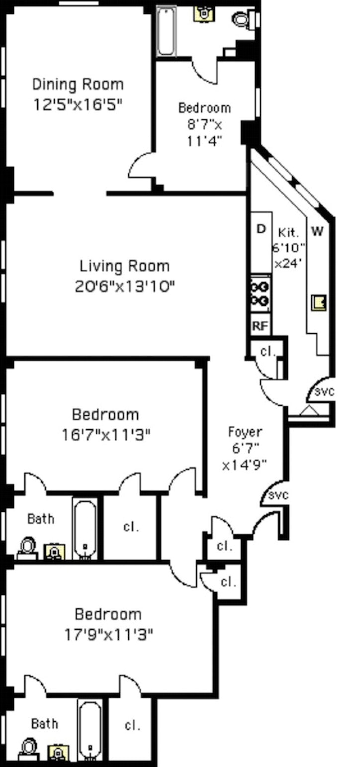 Floorplan for 47 Plaza Street West, 3B