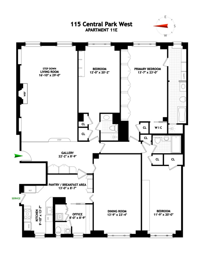 Floorplan for 115 Central Park West, 11E