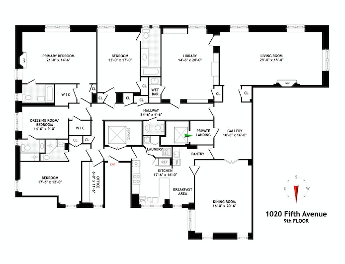 Floorplan for 1020 Fifth Avenue, 9THFLOOR