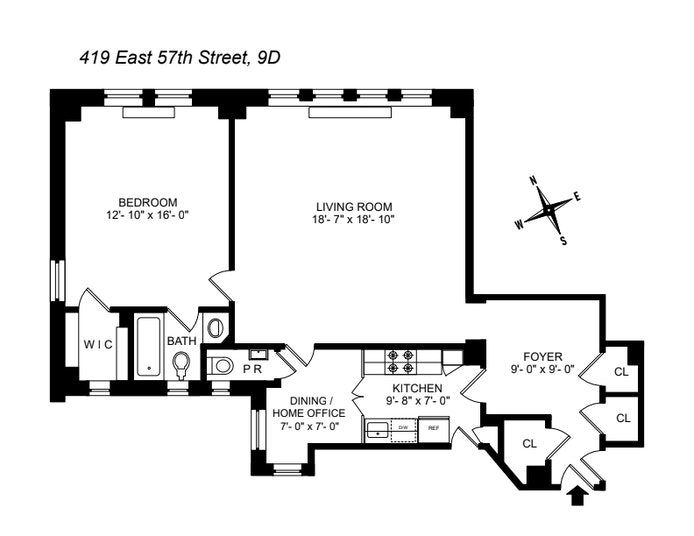 Floorplan for 419 East 57th Street, 9D