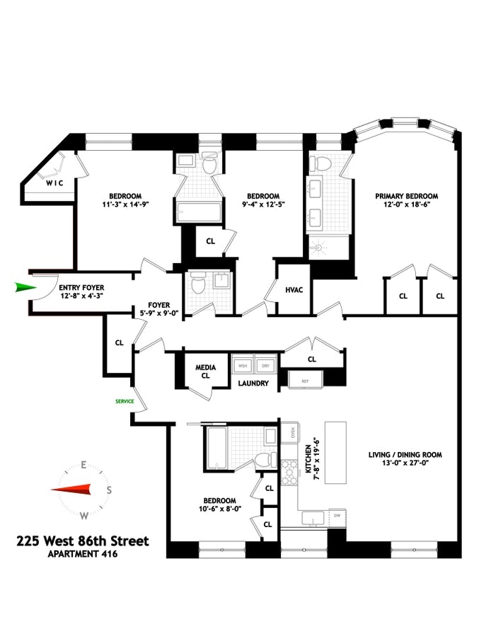 Floorplan for 225 W 86th St, 416