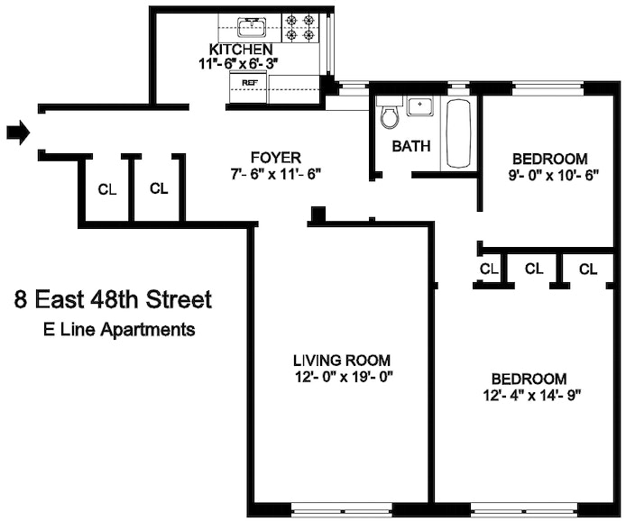 Floorplan for 8 East 48th Street, 3E