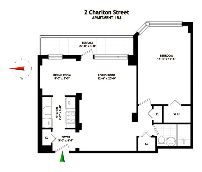 Floorplan for 2 Charlton Street, 15J