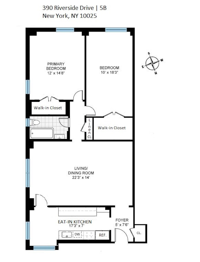Floorplan for 390 Riverside Drive, 5B