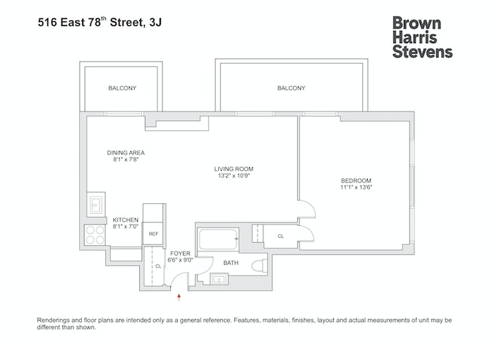 Floorplan for 516 East 78th Street, 3J
