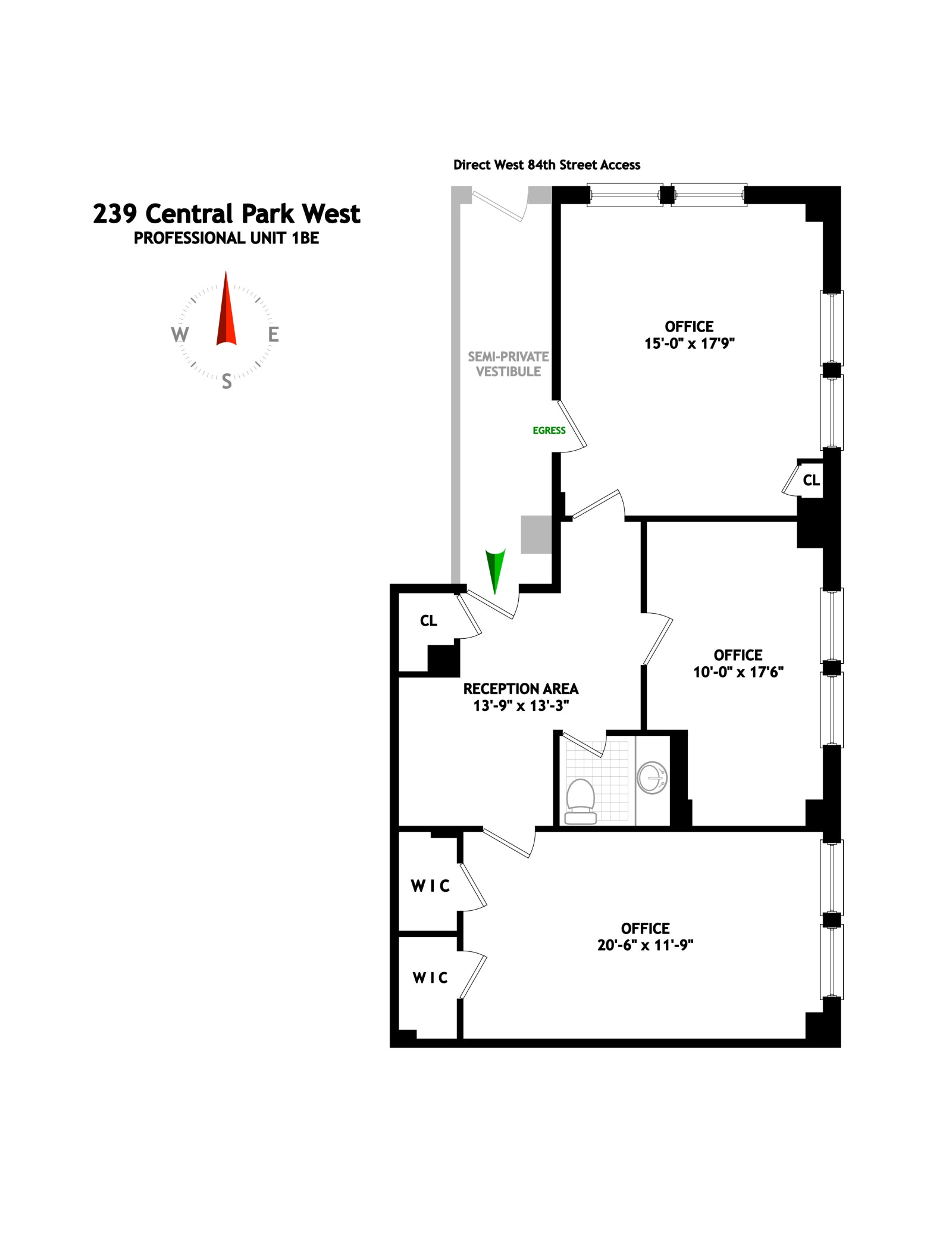 Floorplan for 239 Central Park West, 1BE
