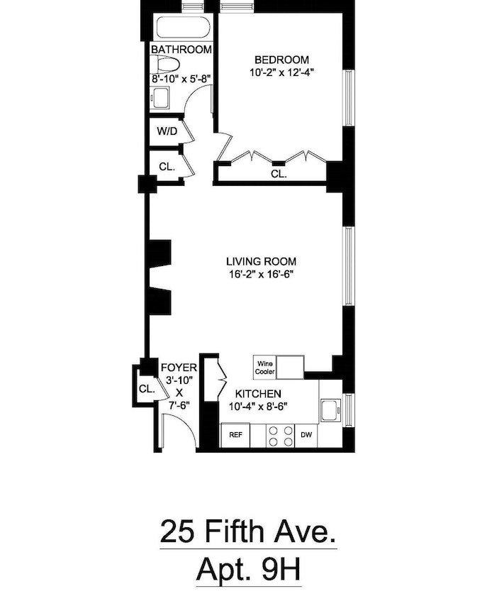 Floorplan for 25 Fifth Avenue, 9H