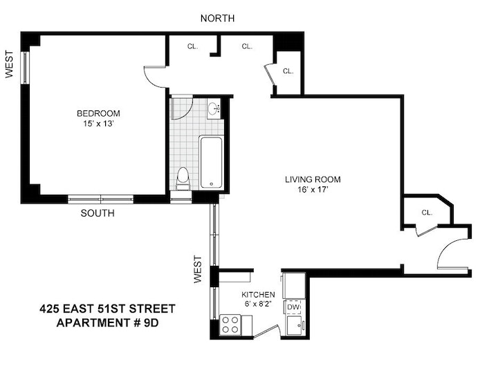 Floorplan for 425 East 51st Street, 9D