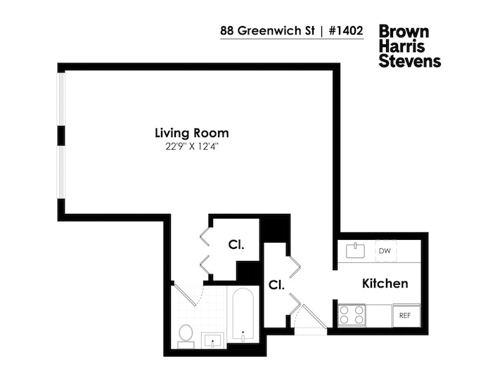 Floorplan for 88 Greenwich Street, 1402