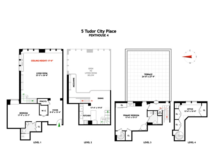 Floorplan for 5 Tudor City Place, PH4