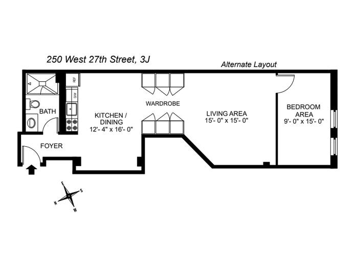 Floorplan for 250 West 27th Street, 3J