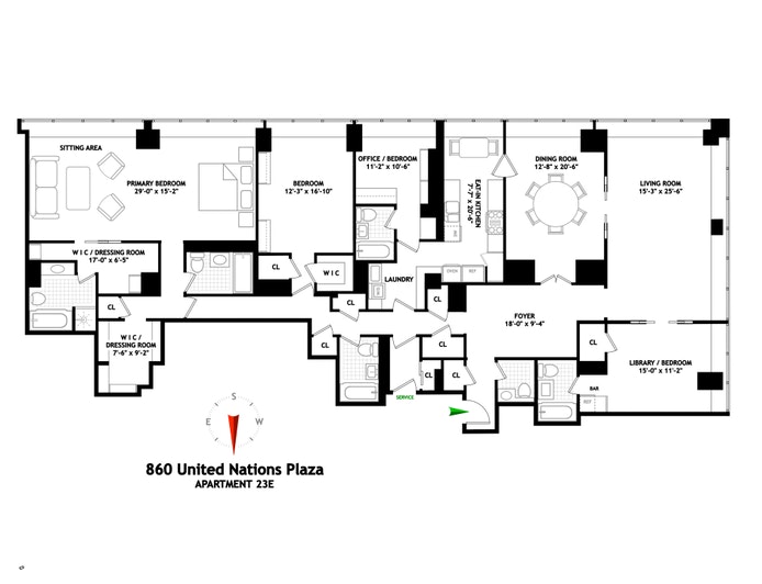 Floorplan for 860 United Nations Plaza, 23E