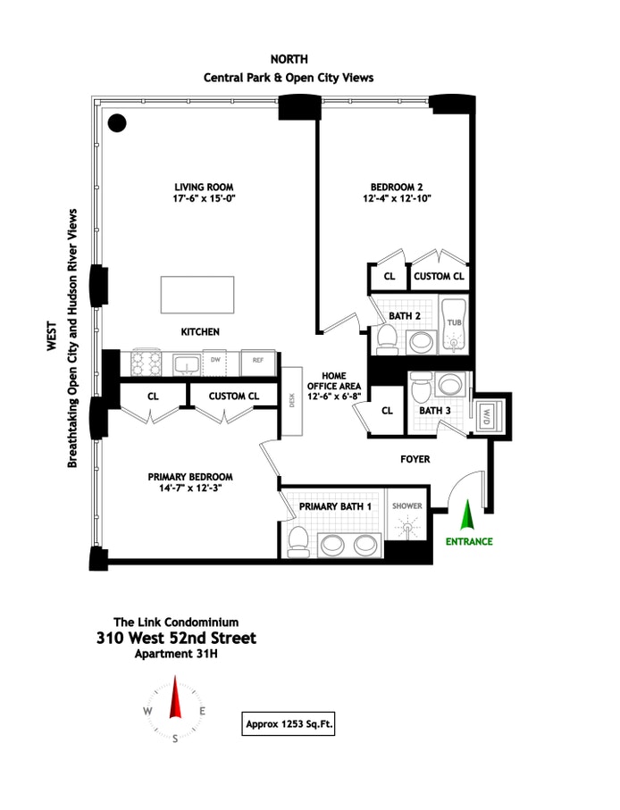 Floorplan for 310 West 52nd Street, 31H