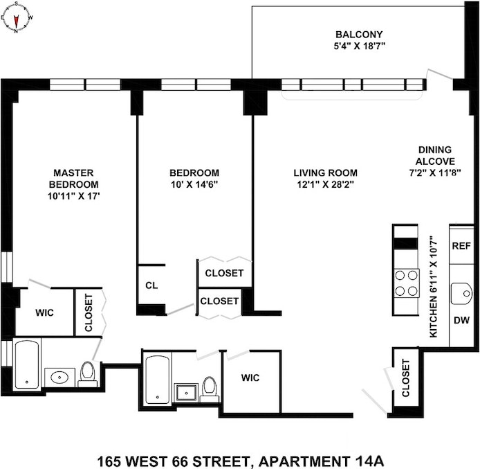 Floorplan for 165 West 66th Street, 14A