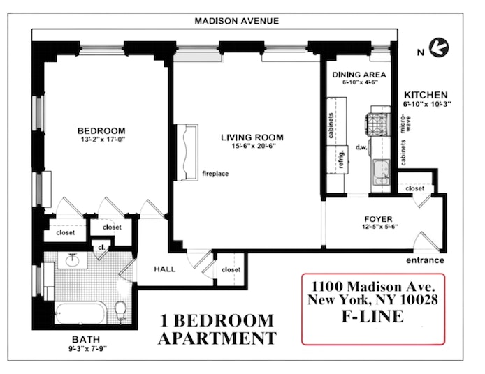Floorplan for 1100 Madison Avenue, 5F