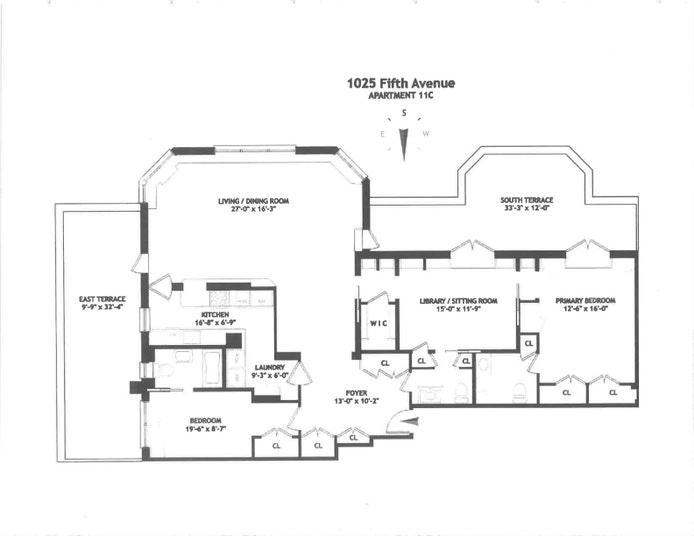 Floorplan for 1025 Fifth Avenue, 11C