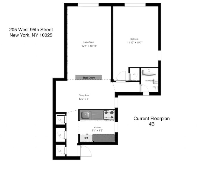Floorplan for 205 West 95th Street, 4B
