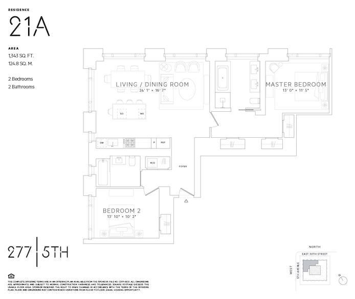 Floorplan for 277 Fifth Avenue, 21A
