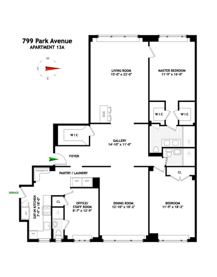 Floorplan for 799 Park Avenue, 13A